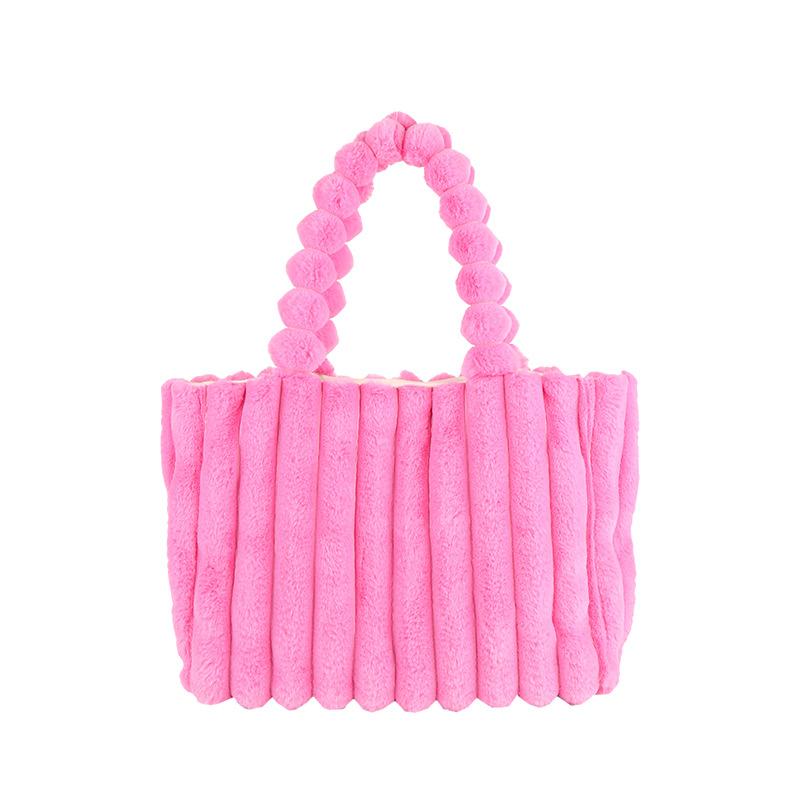 Autumn and Winter Large-capacity Plush Bag, Women's Single-shoulder Tote Bag, Class and Commuting Plush Tote Bag