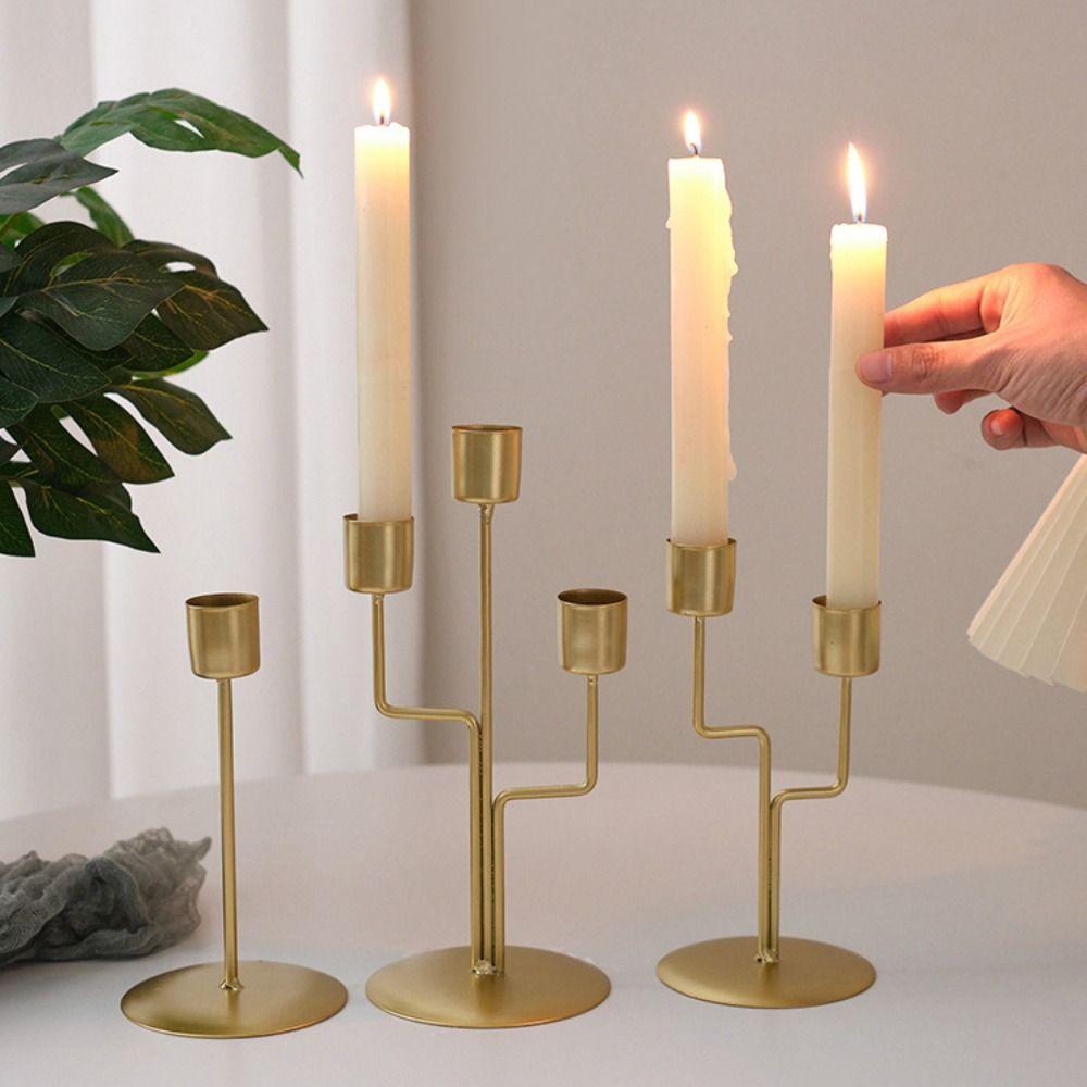 Romantic Candle Holder European Style Iron Candles Stand Long Candle Candlestick  Photo Props
