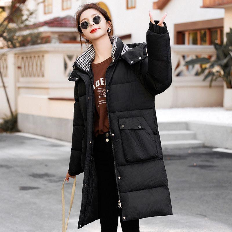 

Пуховик средней длины на зиму, самонагревающаяся хлопковая куртка, хлопковая куртка, утолщенная и свободная куртка с капюшоном. XXXL140-82.5 kg чёрный