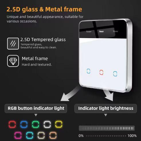 Safewire New Tempered Glass LED Display Switch Tuya Smart Life APP Controlled WiFi Home Wall Light Switch