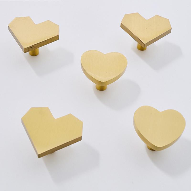 1pc Brass Love Single-hole Cupboard Door Handle Modern Luxury Simple Gold Drawer Cupboard Shoe Cabinet Handle