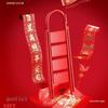 Red Festive Folding Telescopic A-Frame Ladder Stool: Indoor & Outdoor Use