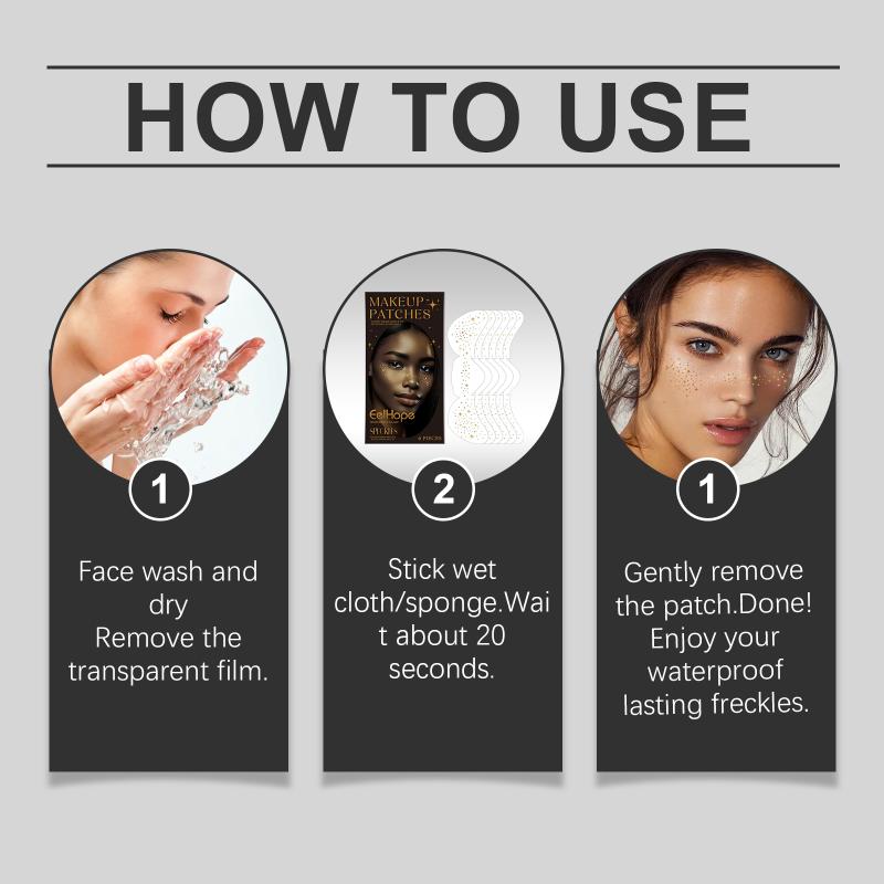 Freckle Tattoo Sticker Waterproof Face Patch Glitter Long Lasting Natural Spot for Girls Festival Cosplay Accessory