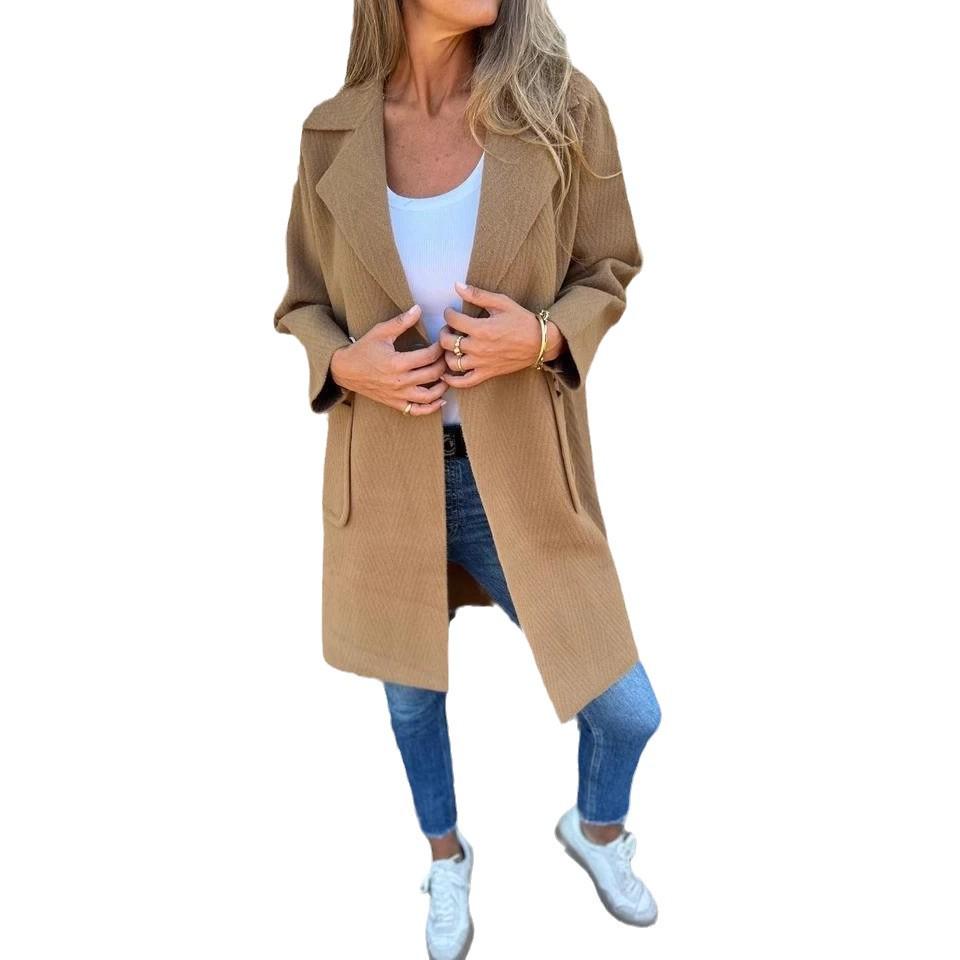 2024 Autumn/Winter European & American Lapel Long Wool Coat