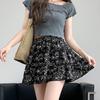 Spring and Summer Large-size White Chiffon Floral Short Skirt Versatile Korean Slim A-line Short Skirt Cake Skirt