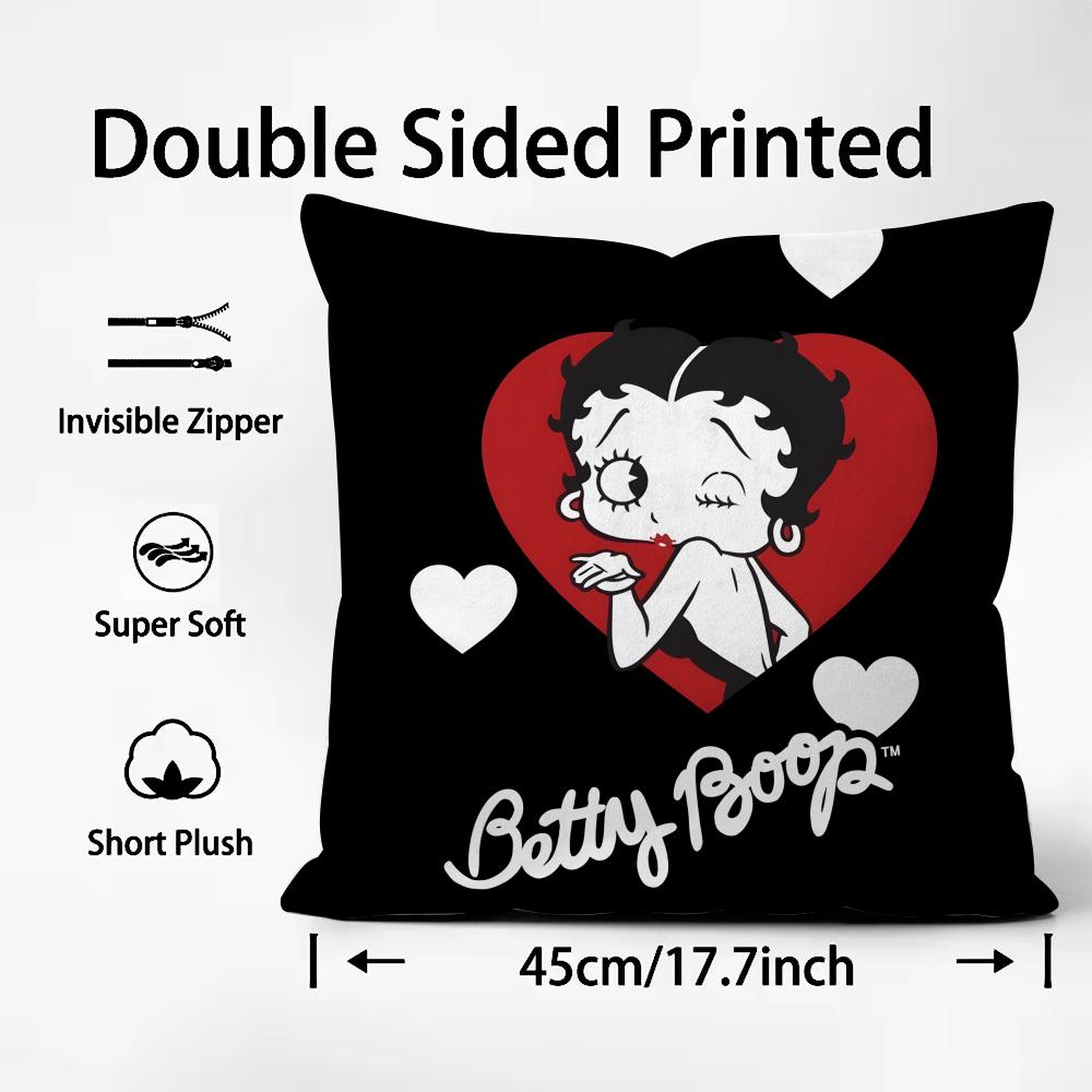 Classic Cartoon Character Betty Boop Cushion Cover Soft & Easy-Wash Pillow Case – Versatile For Couch, Bed, Travel And Office