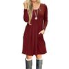 Women's Casual Swing T Shirt Dress Long Sleeve Pocket Loose Tunic For Effortless Style
