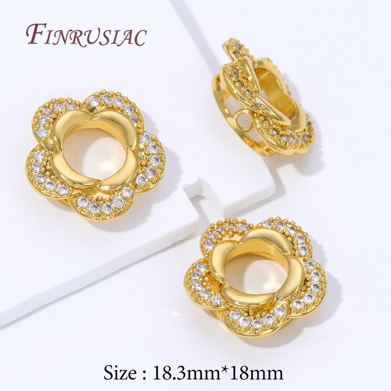 2/4/6Pcs 18K Gold Plated Brass Bead Frame,Flowers Bead Frame,Jewelry Making Supplies,DIY Necklaces&Bracelets Accessories