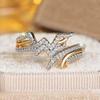 Fashion White Zircon Wave Rings for Women Gold Color Commitment Rings Wedding Engagement Jewelry Gift