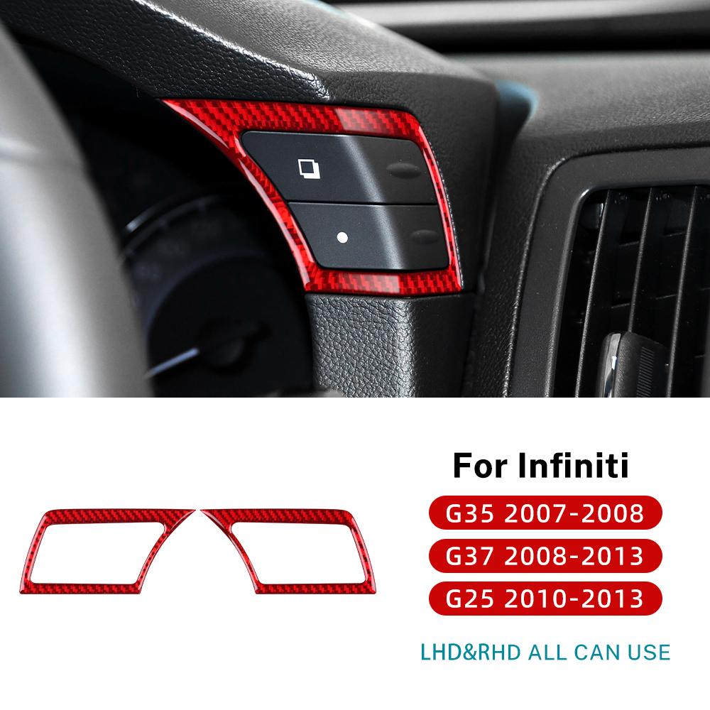 For Infiniti G25 2010-2013 G35 2007 2008 G37 2008-2011 2012 2013 Real Soft Carbon Fiber Car Cruise Control Button Trim Sticker.
