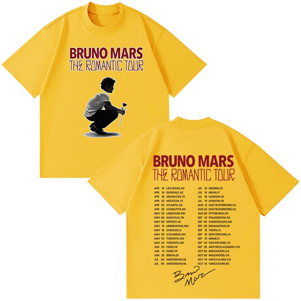 Rapper Bruno Mars Album 2026 Tour Potisk Tričko Muž Žena Vintage Tričko Krátký Rukáv Bavlna Ležérní Gotické Harajuku Trička