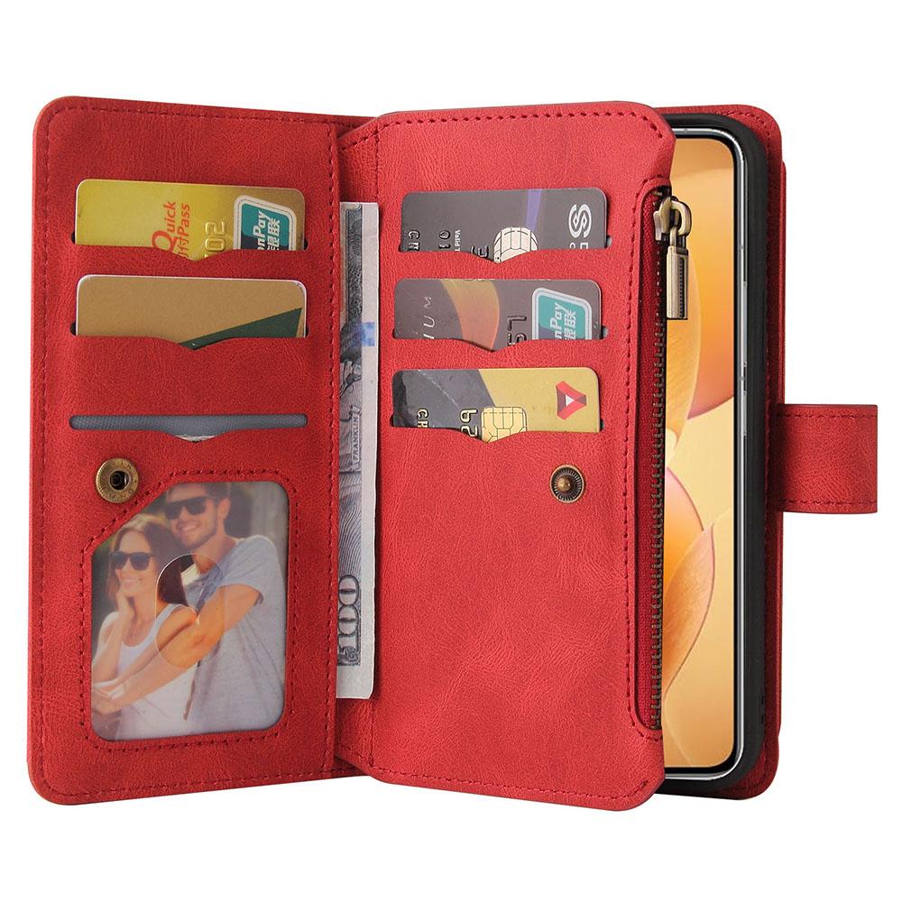 For Xiaomi 14T Pro Zipper Wallet Case with 15 Card Slots and Strap Leather Phone Cover
