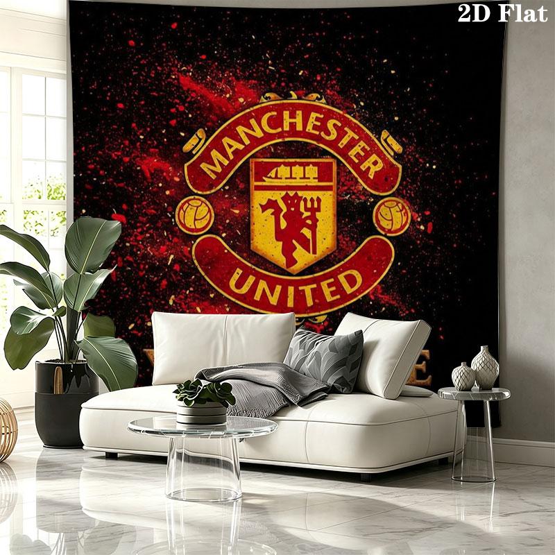 Manchester United F Custom Name Wall Tapestry Aesthetic Wall Hanging Printed Fabric Blanket Decorative Tapestries for Bedroom Living Room Home Decor