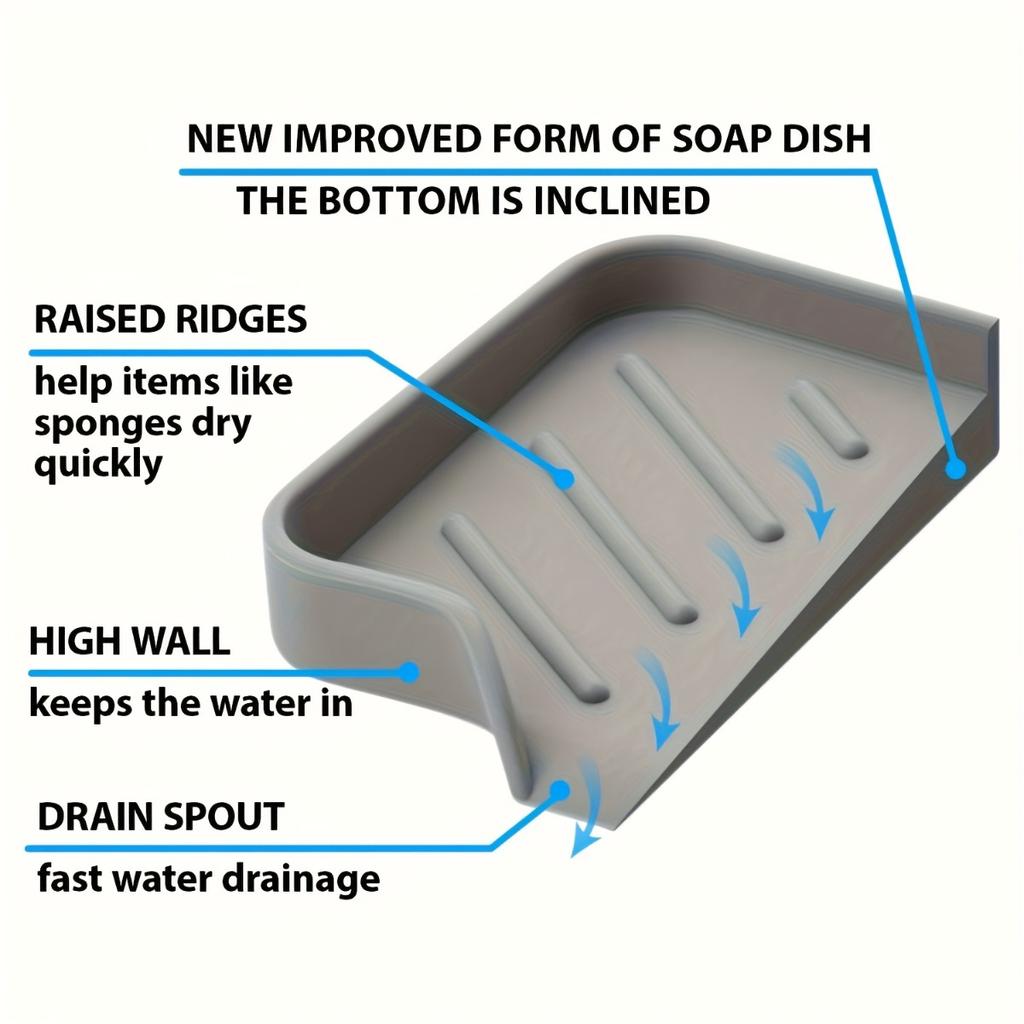 Silicone Soap Drain Pad, Non Slip Plastic Soap Tray, Multifunctional Soap Holder, Used for Bathroom Accessories
