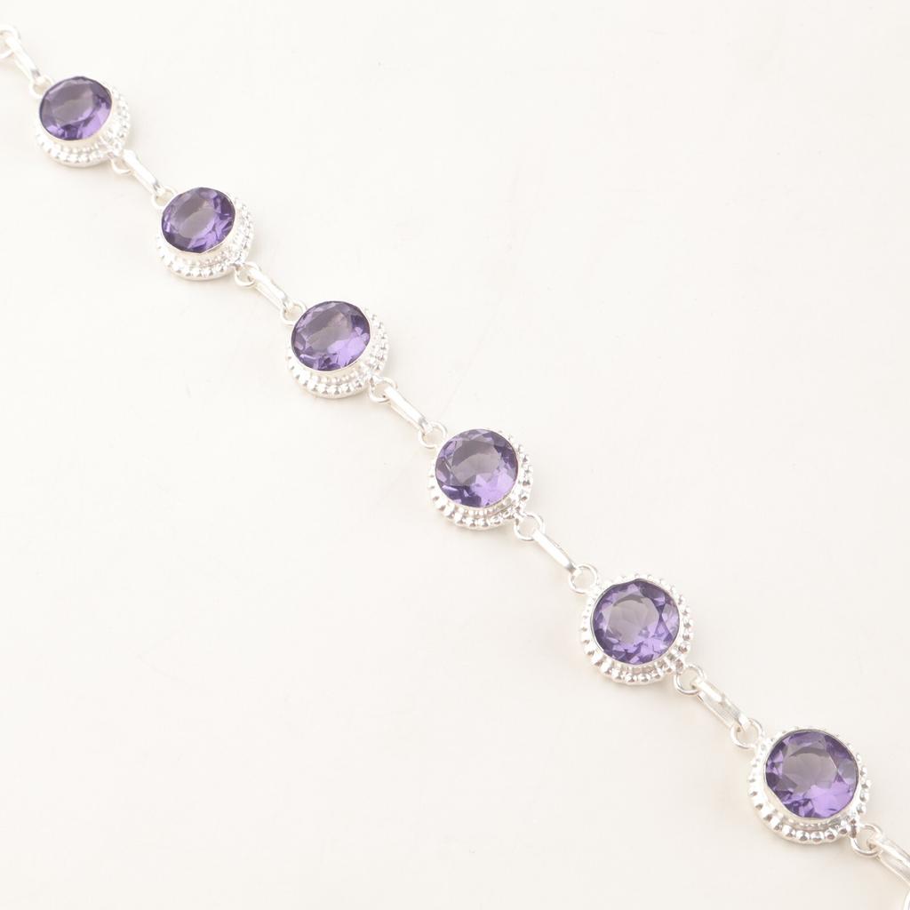 Iolite Gemstone 925Sterling Silver Women's Jewelry Bracelet 9" Mother's Day Gift RB-9-7
