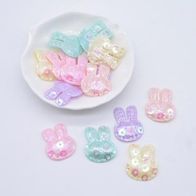 100 sztuk 20*25mm brokatowy królik aplikacja wyściełane naszywki na ubrania kapelusz rzemiosło materiały krawieckie DIY nakrycia głowy spinki do włosów dekoracja kokardki