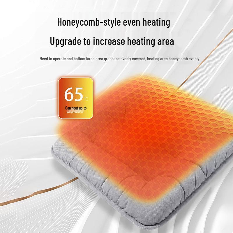 USB Heated Car Seat Cushion - Thick Plush Graphene Pad for Winter