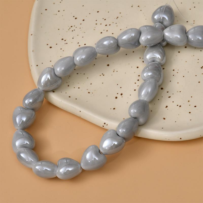 10pcs 12mm Heart Shape Shiny Glossy Ceramic Beads Porcelain Loose Spacer Beads for Jewelry Making DIY Bracelet Necklace Crafts