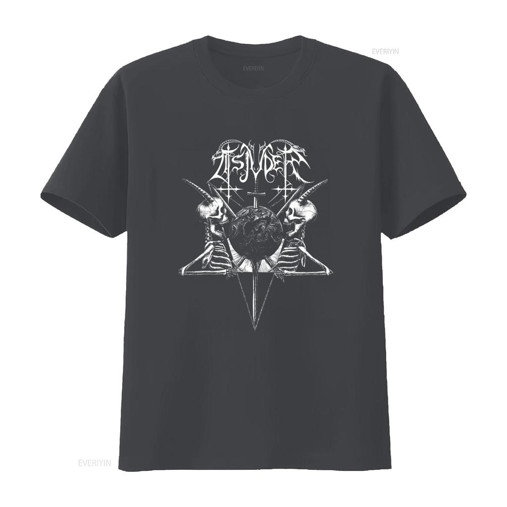 TSJUDER Demonic Supremacy Gothic Skull Cross T Shirt for Rock Punk Style vintage Washed Soft Casual Comfortable Stretched