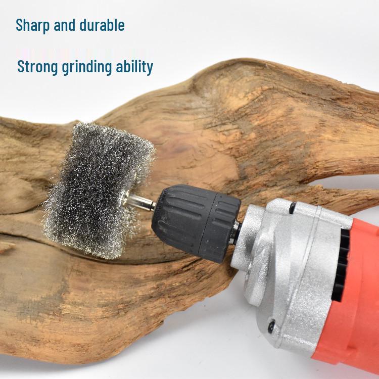 Electric Metal Wire Brush Head for Grinding, Rust Removal, and Wood Carving with Handle