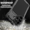 For Samsung Galaxy S24 Ultra Case Aluminum Alloy+Silicone Lens Kickstand Phone Cover with PET Film