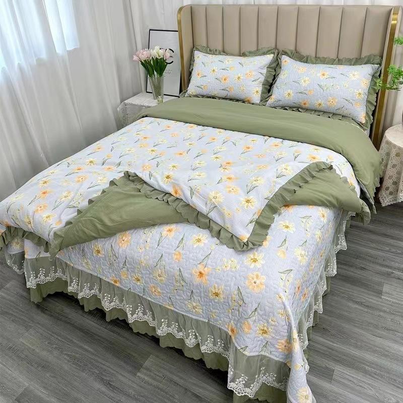 Class A Maternal Infant Grade Bed Cover 4-Pcs Set Of Thickened Padded Sheets 3-Pcs Set Of Small Bamboo Cotton Jacquard Quilt Cover Autumn  Winter