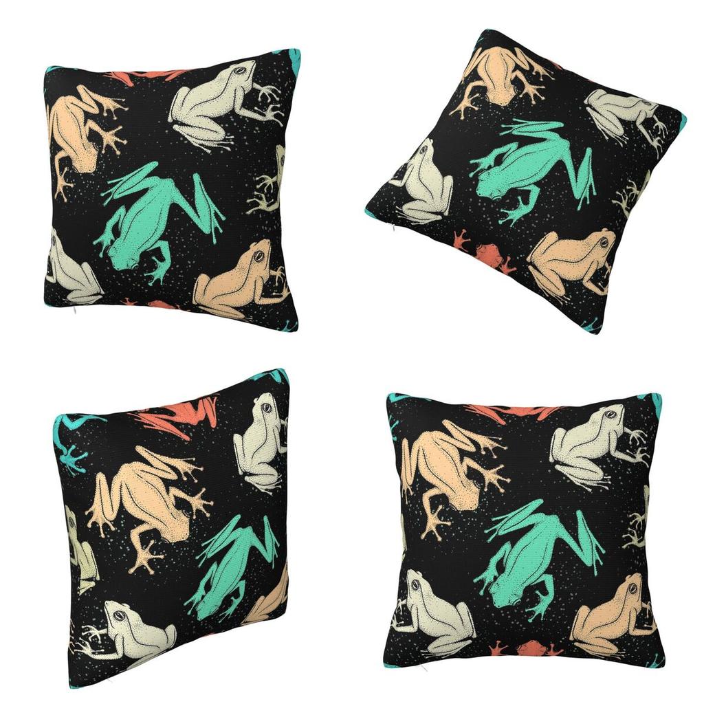 Seamless Pattern With Asian Tree Frogs Square Pillowcase Cushion Cover Pillow Case Throw Pillow Cover for Home Sofa Living Room