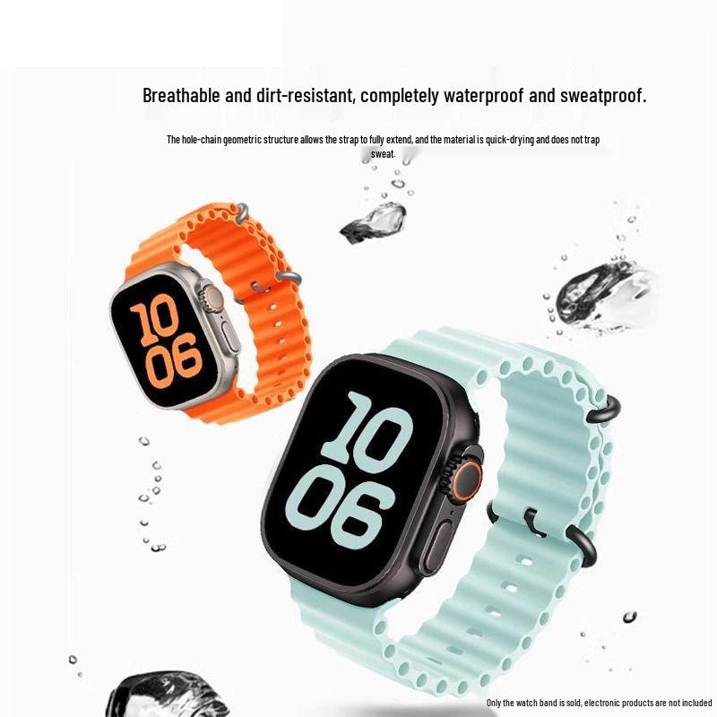 Double Buckle Solid Silicone Strap for Apple Watch Series 1, 8, 9