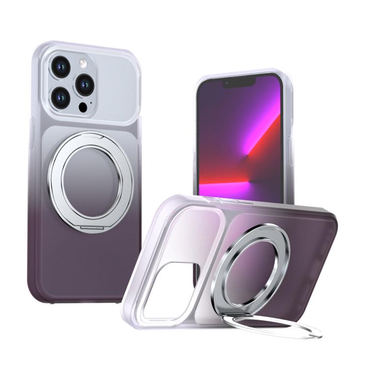 Phantom Skin Feel Gradient PC+TPU Phone Case With 360° Rotating Metal Holder, Magnetic Wireless Charging Shockproof Protective Cover