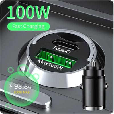100W Car Charger Lighter PD Fast Charging For IPhone QC3.0 Mini USB Type C Mini Car Phone Charger For Samsung Huawei Xiaomi