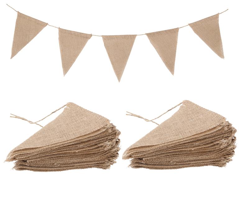 10/20/30M Burlap Flags Banner Brown Triangle Bunting Flags Pennant Banner Party Hanging Decorations Supplies for Festival
