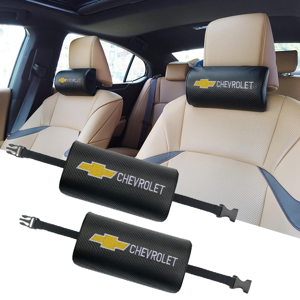 1/2Pcs Car Seat Headrest Auto Logo Neck Pillow For Chevrolet Cruze Lacetti Sonic Spark Sail Aveo Cobalt Malibu XL Captiva Camaro