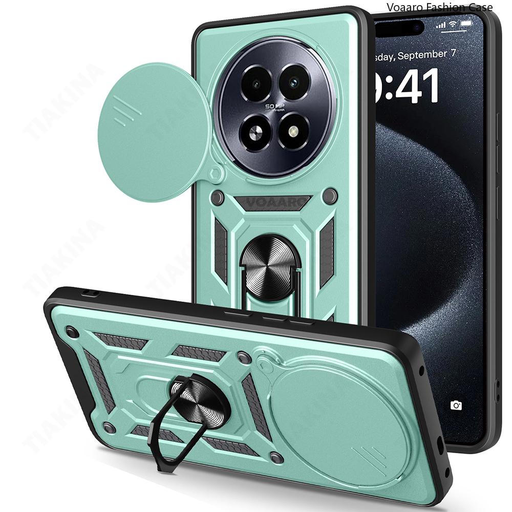 Slide Lens Armor Funda for Realme 13 Plus 5G Case Magnetic Ring Stand Cover for Realme 13 Pro 5G China P1 Speed 5G Global Case