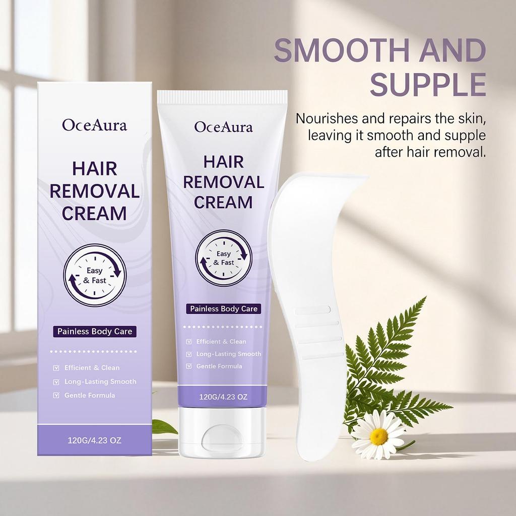 OCEAURA Gentle Moisturizing Hair Removal Cream for Smooth, Soft Skin.