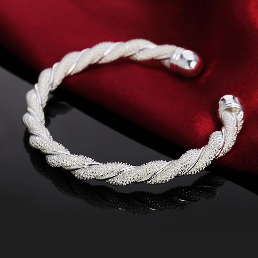 925 Sterling Silver Twisted Network Bangles For Women Aesthetic Cuff Bracelets Luxury Quality Fashion Jewelry