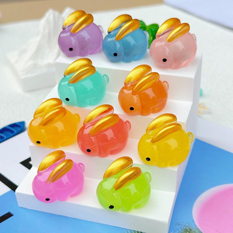 Luminous Golden-Eared Rabbit Micro Landscape Figure Ornament Outdoor Glowing Miniature Statue Potted Mini Garden Accessories