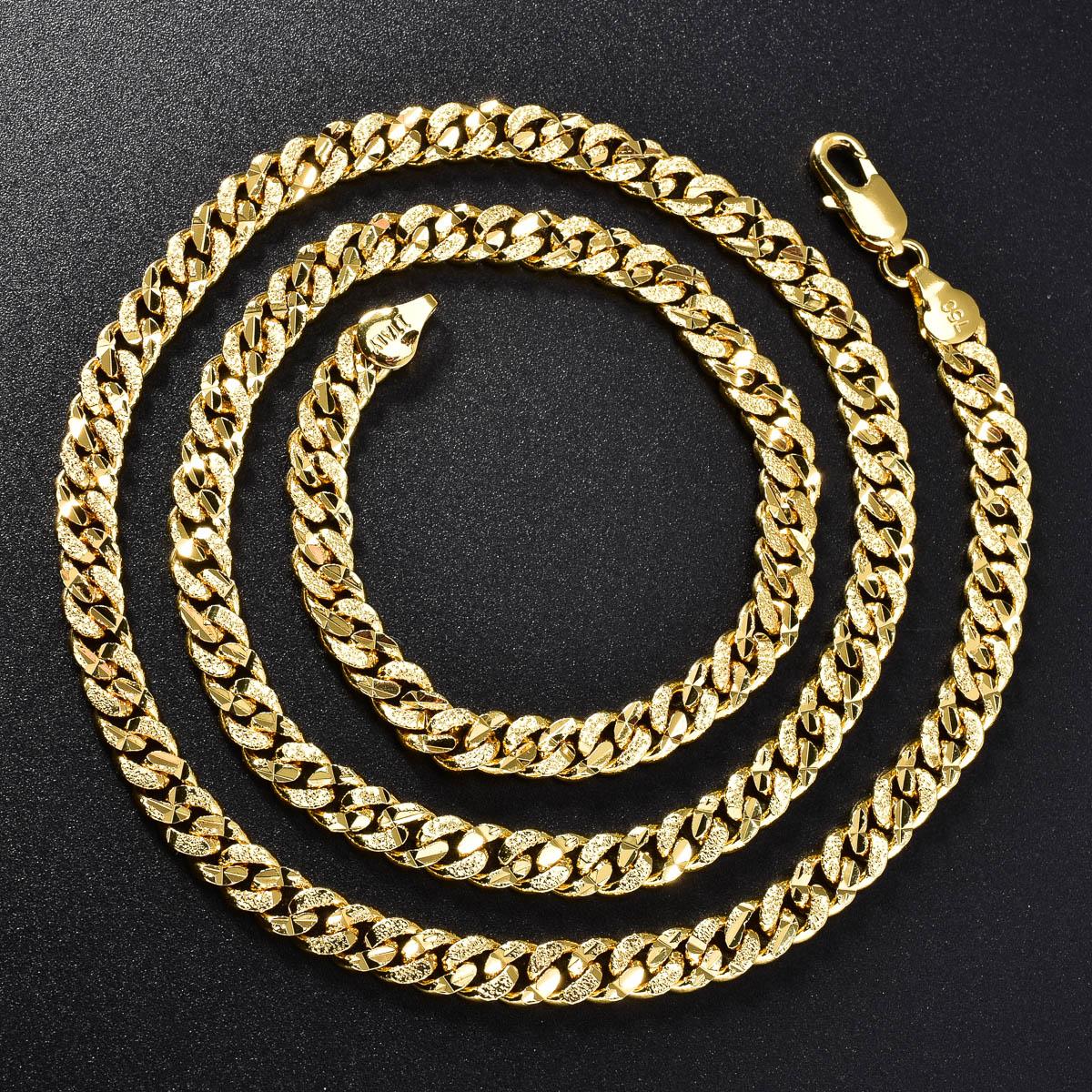 

4MM Italian 750 Cuban Chain Necklace for Men and Women Luxurious 18k Gold-Plated Hip-Hop Punk Suitable for Parties New Year Jewelry 45cm