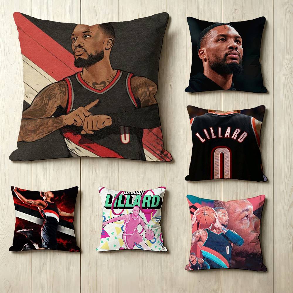 Basketball player DDamian Lillard Square DoubleSided printed Pillow Case Bedroom Bedside Pillow Sofa Cushion Cover