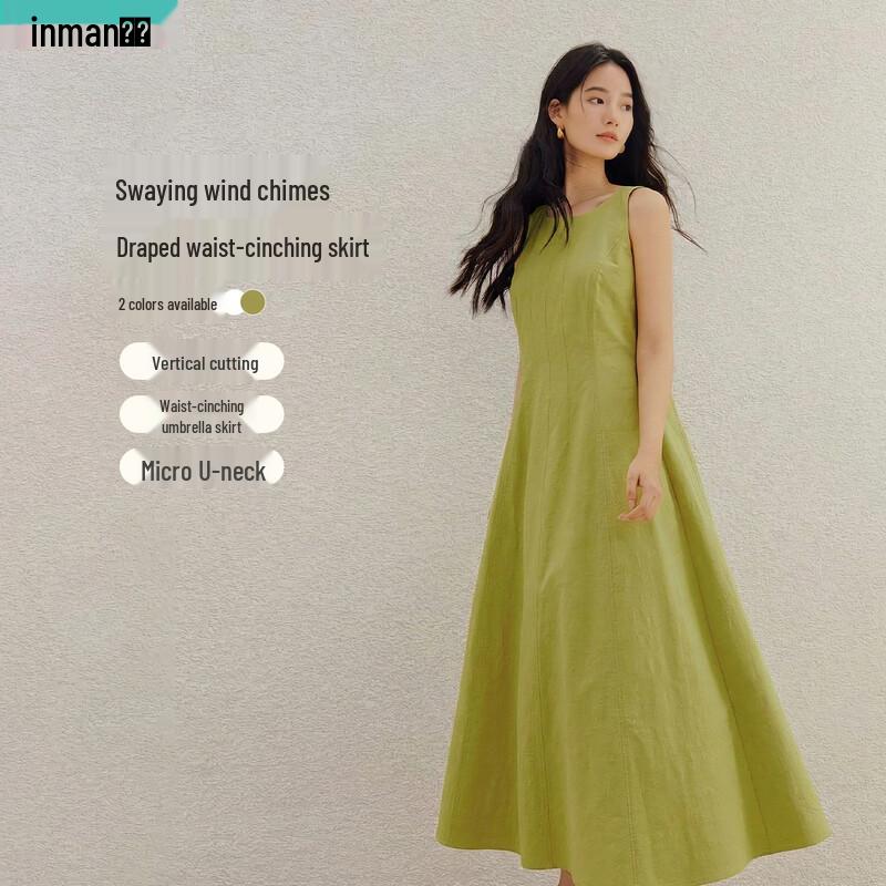 INMAN French Retro Waist-Cinching Sleeveless Dress S