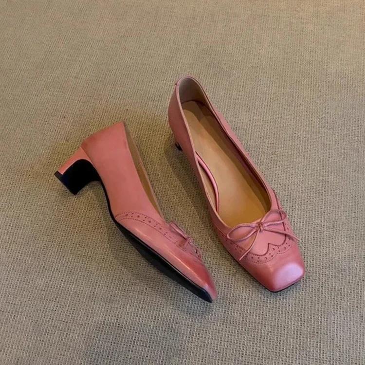 Fashion 2025Ballet High Heels Women Loafers Bow Square Toe Shoes Sandals Shallow Summer