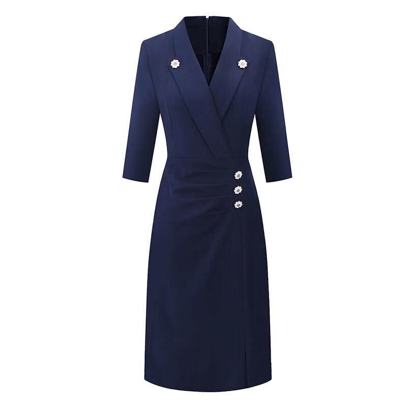 

Teluoman New Chinese Style V-Neck 3/4 Sleeve Professional Dress XL