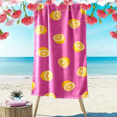 Lemon Pattern Pink Beach Towel Beach Towel Quick-drying for Travel Outdoor Sports Jogging Beach and Swimming