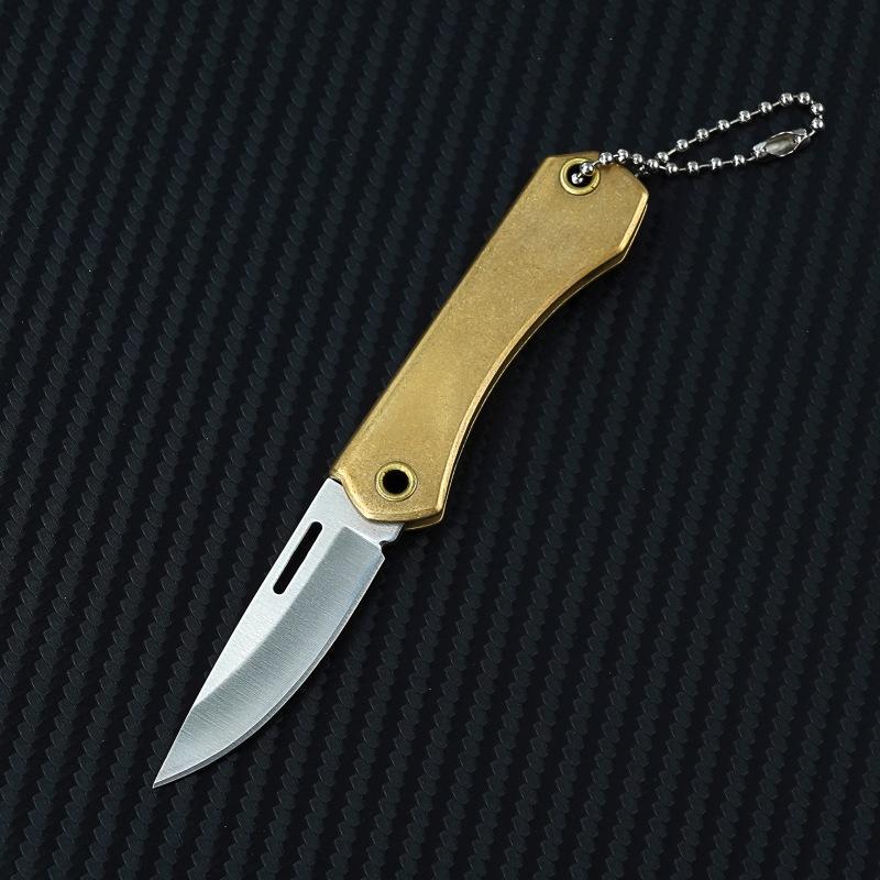 Brass Chic Mini Folding Knives Hand Tools Knife for Men Women Keychain Pocket Tool EDC Outdoor Survival Multitool Damascus Razor