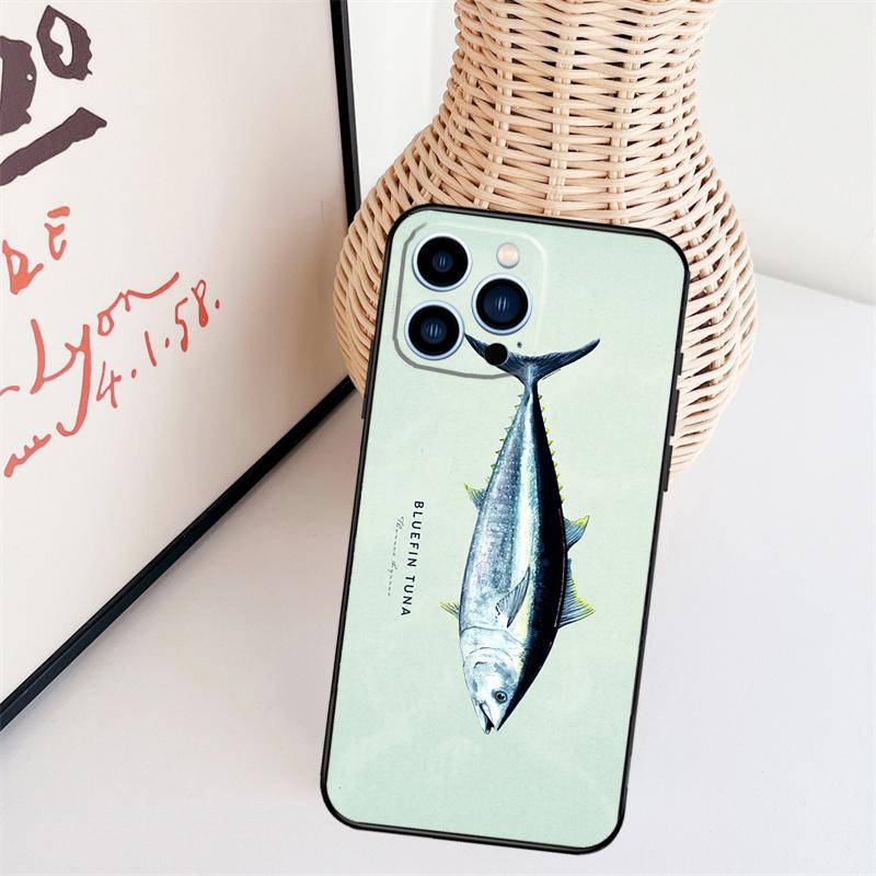 Blauflossen-Thunfisch Hülle Für iPhone 11 12 13 14 16 15 Pro Max Mini X XS Max XR Plus Cover Coque