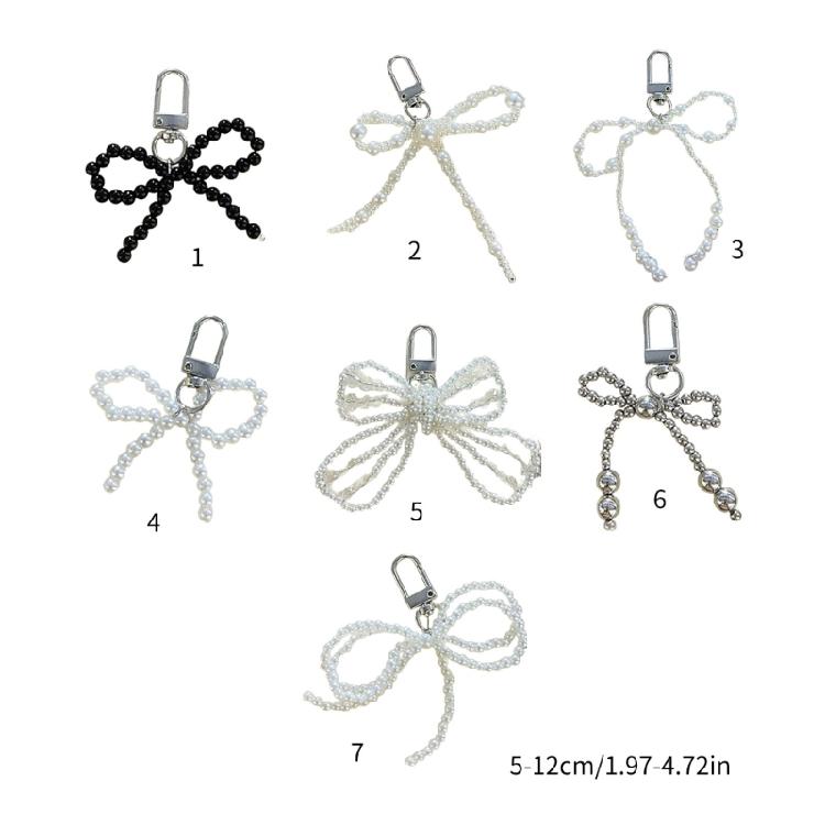 Pearl Bowknot Keychain Decorations Keyring Hanging Ornament for Backpack Handbag