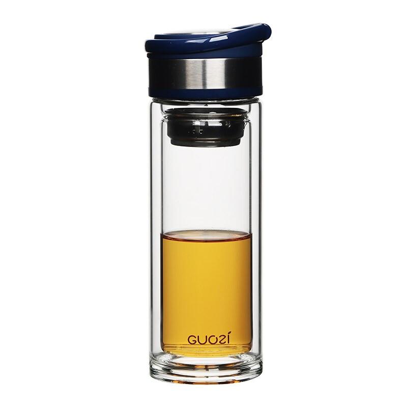 GUOZI GZ-S18 300ml Double-Layer Glass Tea Bottle