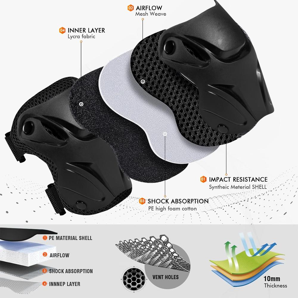 6 In 1 Kids Protective Gear Set With Knee Pads Elbow Pads And Wrist Guards Ideal For Girls Boys Skating Skateboard Scooter Bike