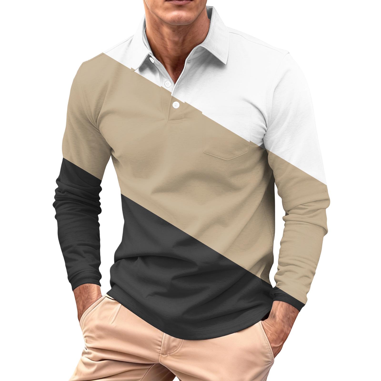 

Men s Long-sleeved Collared Button-down Pocket Casual Top XXXL