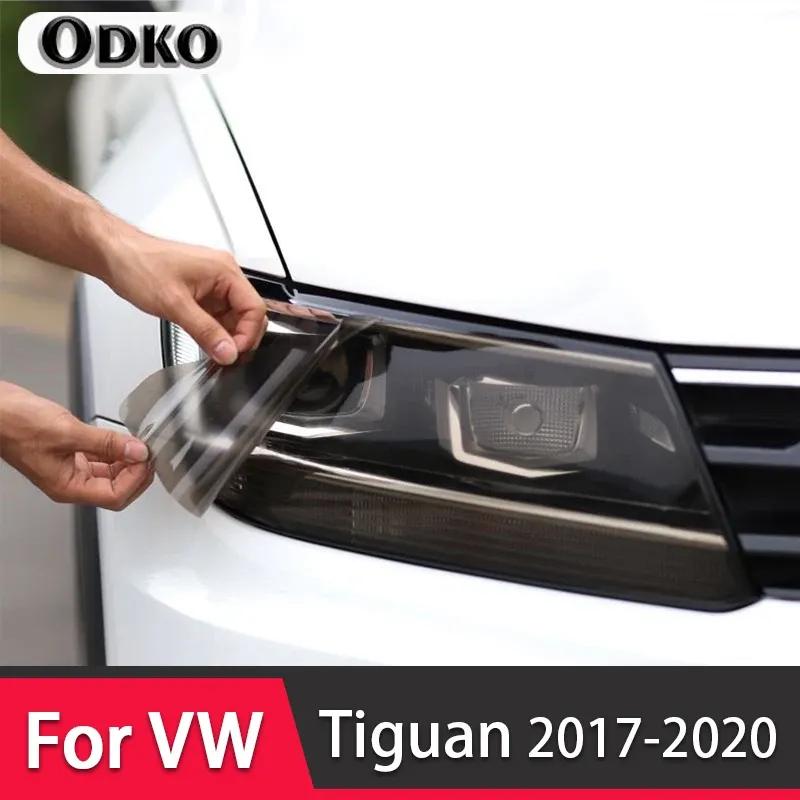 Folia Ochronna na Reflektory Samochodowe Przezroczysta Czarna Naklejka TPU Dla Volkswagen VW Tiguan 2017 2018 Akcesoria