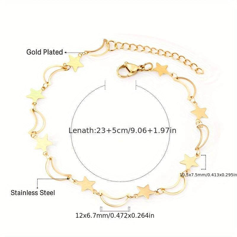 1pc European Cross-border Fashion Moon Star Ankle Chain Trendy Personality Street Beach Anklet